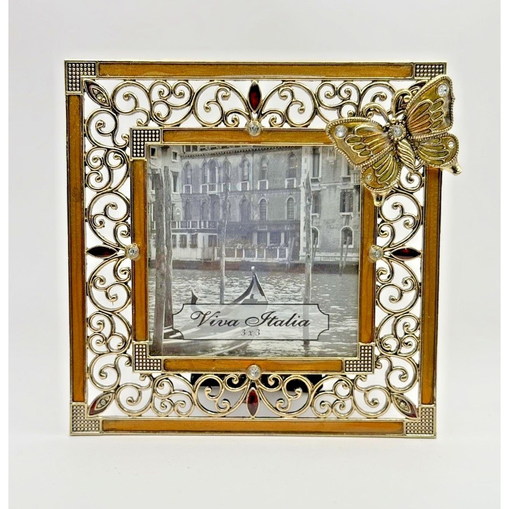 Viva Italia Butterfly Picture Frame Holds 3X3 Inches Used